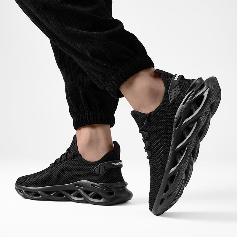 Fashion Black Men Casual Sneakers Mesh Breathable Shoes Lace Up Male Running Sport Trainers Shoes Lightweight Vulcanize Shoes Size 47