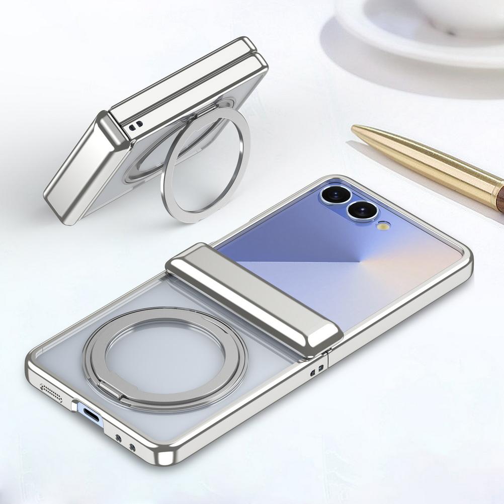 Supporto ad Anello Rotante Cornice Placcata con Custodia Magnetica per Telefono Per Samsung Z Flip 7 flip7 Galaxy Z Flip7 Copertura di Protezione per Obiettivo