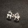 Christmas Tree Reindeer Pattern Earrings Women Student Teen New Year Gift Stainless Steel Cartilage Piercing Earring Zircon