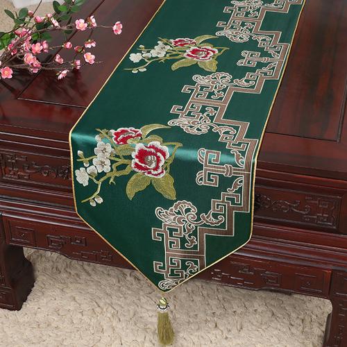 New Chinese Table Flag Modern Minimalist Bed Flag Towel Chinese Style Tea Tablecloth Classic Style Shoe Cabinet Cover Cloth Long Strip Tablecloth