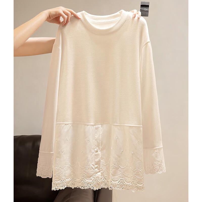 Women's Lace Patchwork Long-Sleeve Pullover Top