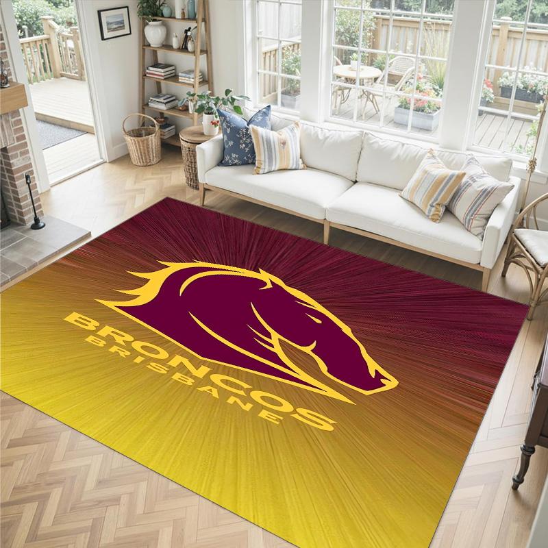 Brisbane Broncos Design Crystal Velvet Carpet Cozy Non?Slip Printed Rug For Bedroom Living Room Entrance