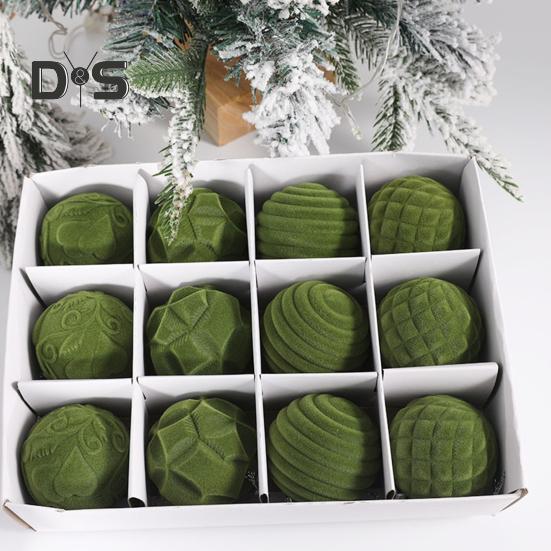 12 ks sametové vánoční koule 2,36 palcové koule na zavěšení na stromeček nerozbitné vánoční koule na svatbu