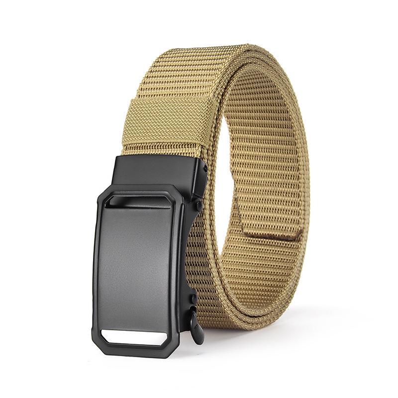 Men's Tactical Canvas & Nylon Woven Belt with Leather Trim - Elastic and High-End Accessory