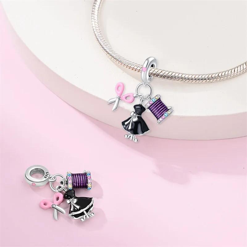 Creative Family Life Series Sewing Machine Weaving Alarm Clock Hair Dryer Charms Beads Fit Diy Bracelets Copper