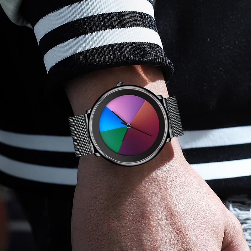 New Fashion Watches Men Luxury Casual Quartz Wristwatches 30M Waterproof Mesh Strap Colorful Womens Watch Reloj Hombre