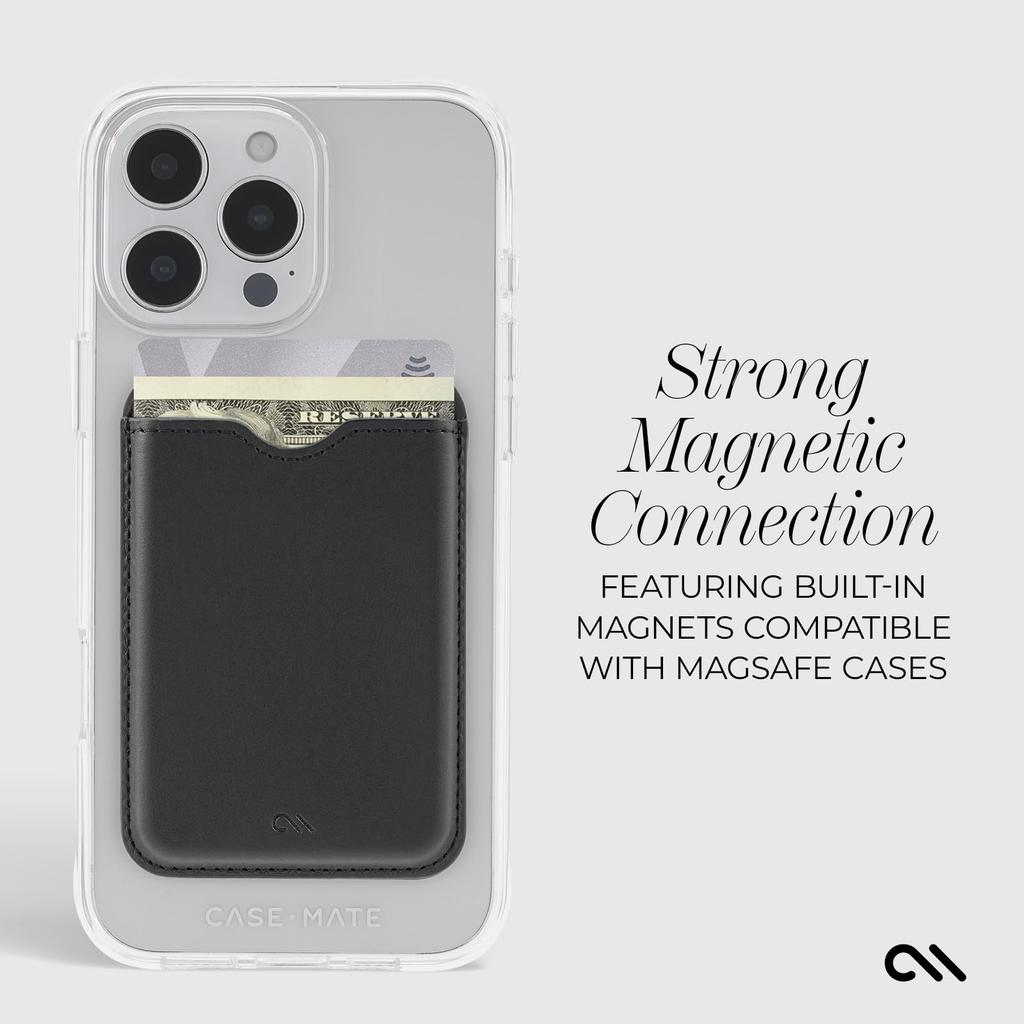 iPhone MagSafe Compatible Magnetic Wallet Card 3 Vegan Black Case-Mate Holder, Cards, Leather, (CM046312)