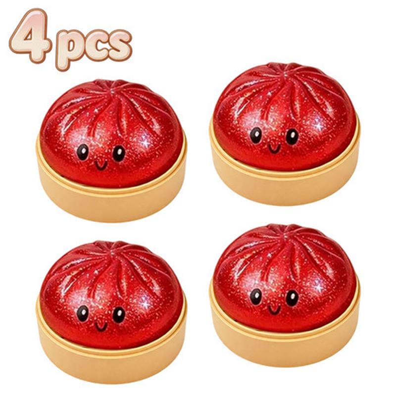 Kleurrijke Regenboog Mysterie Kawaii Gestoomde Broodje Squishies Speelgoed met Stoompan Langzame Terugslag Stressverlichter Knijpspeelgoed Baozi