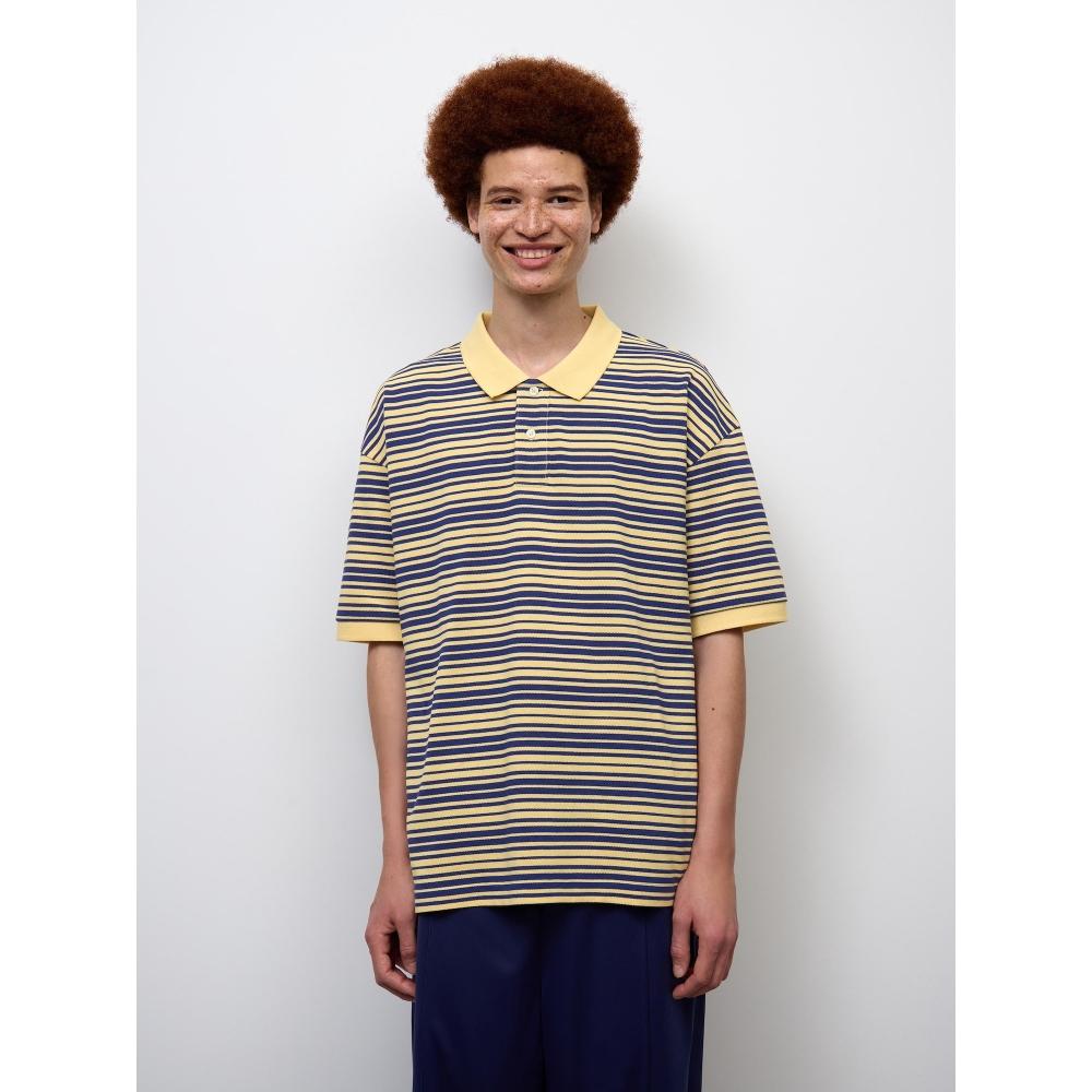 GU by Uniqlo Dry Oversized Polo Shirt  5 Minute Sleeves   Border  St