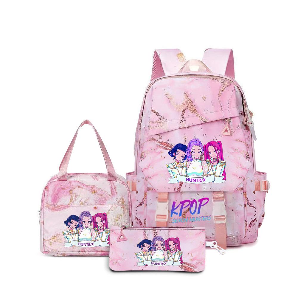 Kpop Demon Hunters, Elementary School Bag, Children'S Backpack, Lunch Bag, Pencil Bag, Three-Piece Set, Student Backpack