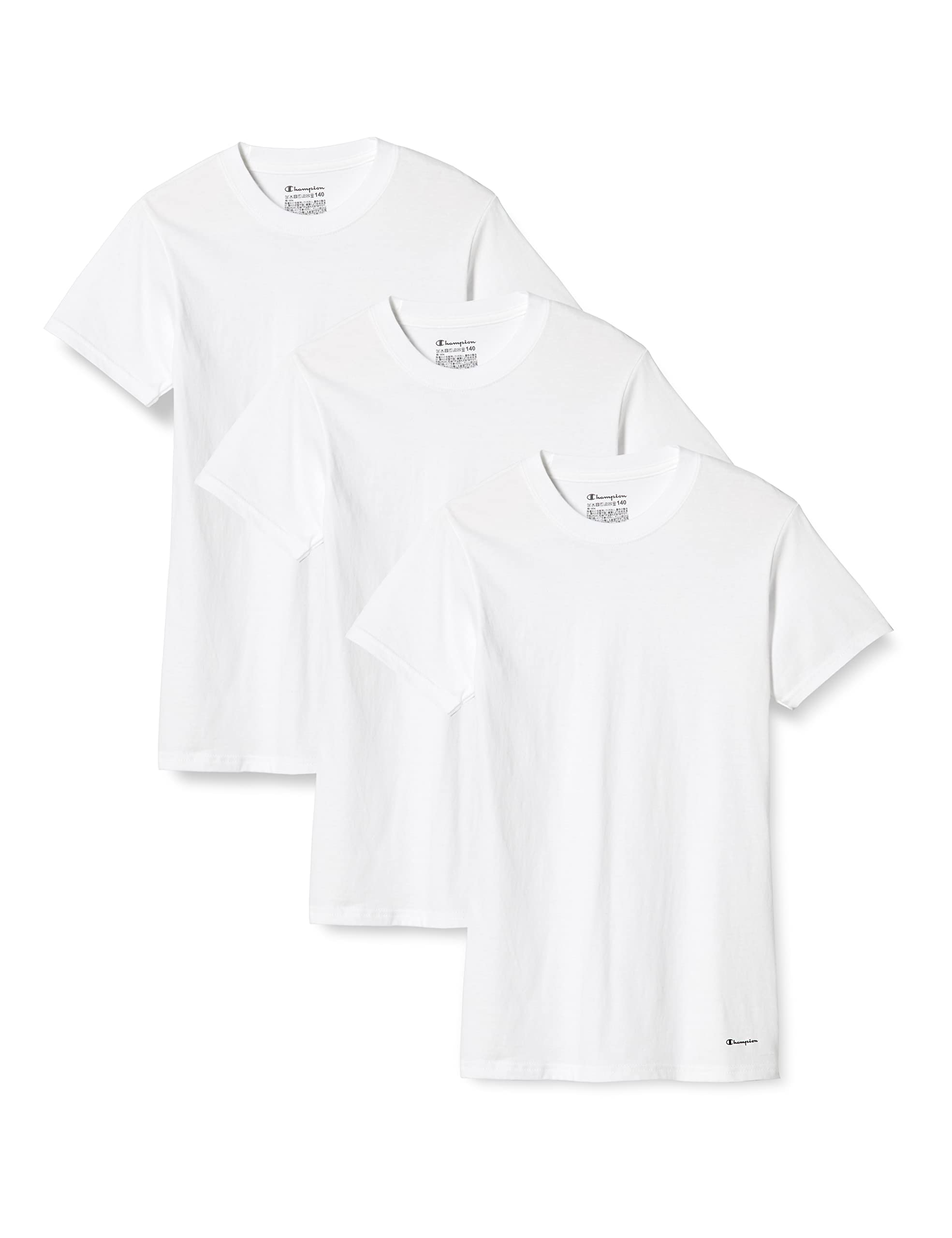 

Champion Short Sleeve Script Crew Size 140 Kids T-Shirts, 2-Pack, 100% Cotton, Logo, Neck, 2-Piece Set, CB1EV701J, White, белый