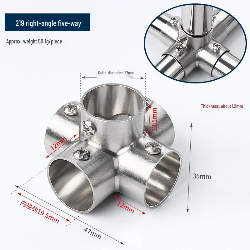 Stainless Steel Round Pipe Connector for Clothes Rack and Shelf Joint Tee