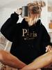 Women's Autumn and Winter Loose Casual Comfortable Letter Printed Thick Long-Sleeved Round Neck Hoodie Pullover