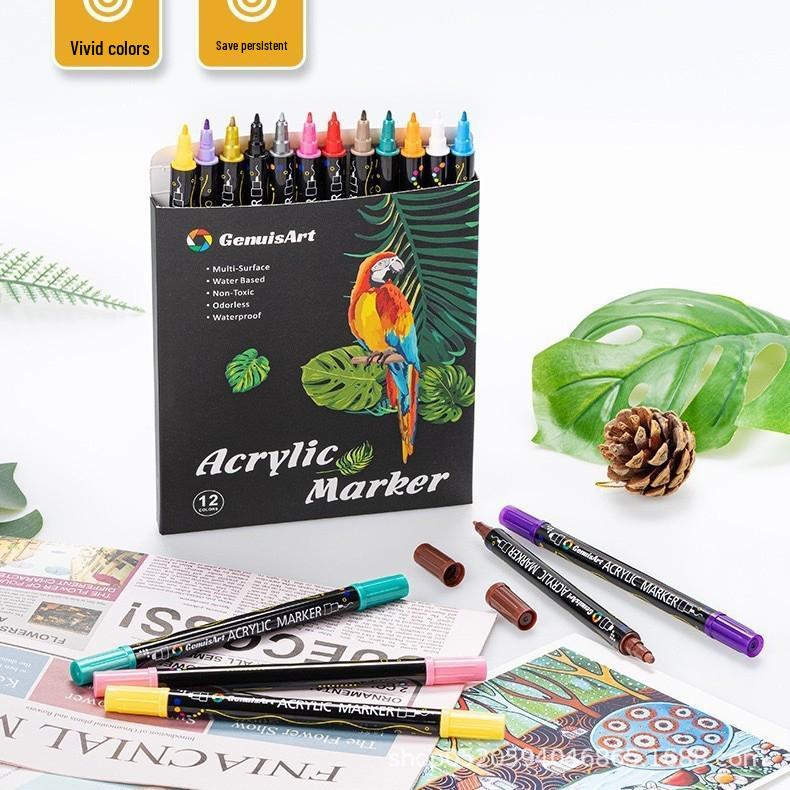 Waterproof Double-Headed Soft-Tip Acrylic Markers for Kids - Washable & Opaque