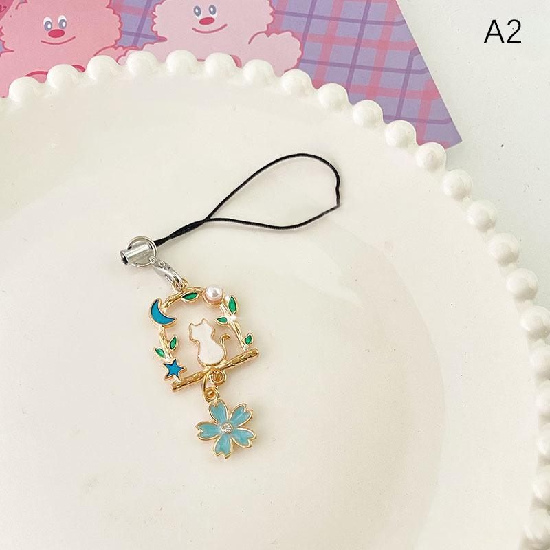 Cute Flower Phone Rope Keychain Pendant Phone Case Strap Women Girls Telephone Jewelry Anti-Lost Lanyard Hanging Cord Keychain
