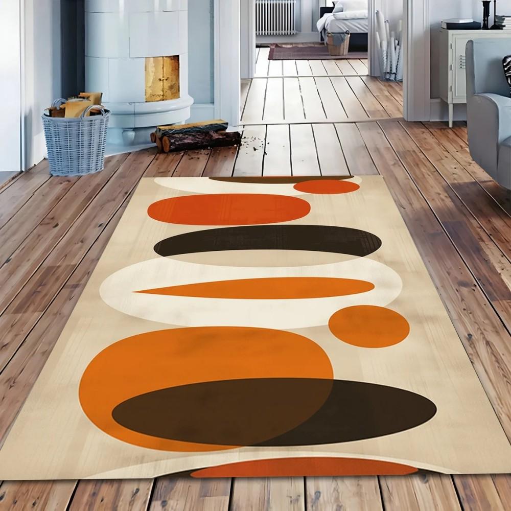 Mid Century Modern Geometric Rug Washable Area Rugs Bathroom Rugs Non Slip Soft Indoor Carpet for Office Kitchen Entrance Mat
