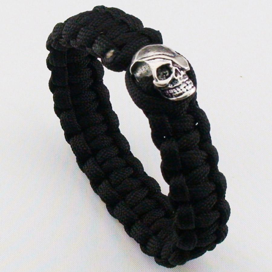Braccialetti Bangle di Sopravvivenza in Paracord da Esterno Uomo Tono Argento Braccialetto da Polso con Corda Teschio Campeggio Escursionismo Braccialetto con Fibbia di Emergenza Gioielli