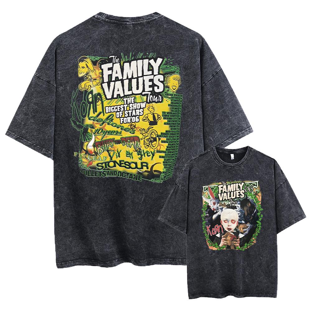 Washed Vintage Rock Korn Falling Away From Me Tshirt Skeleton Print T-shirts Men Fashion Gothic T Shirt Male Oversized Tees