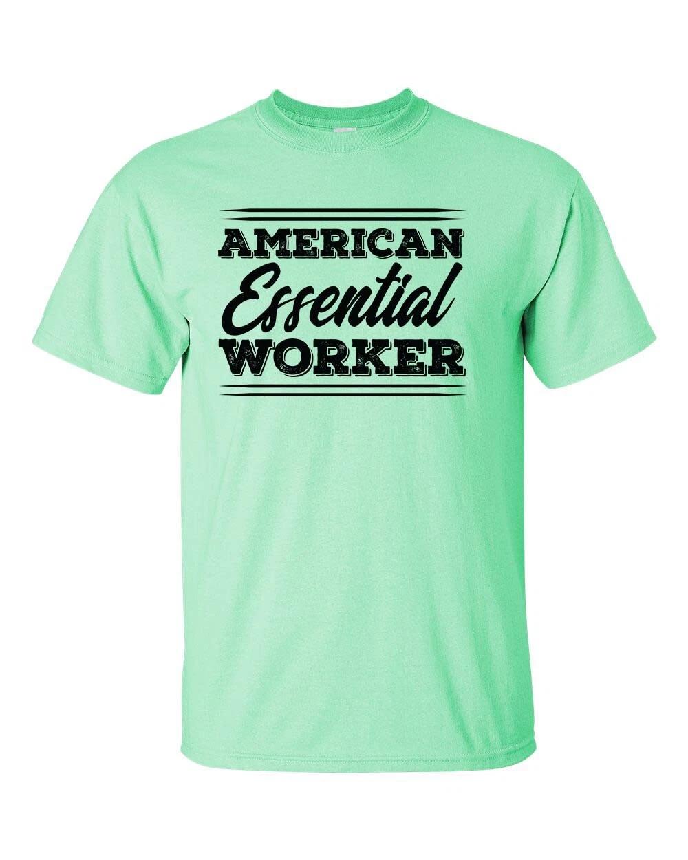 Patriotic American Essential Worker Script Short Sleeve T-Shirt 2XL