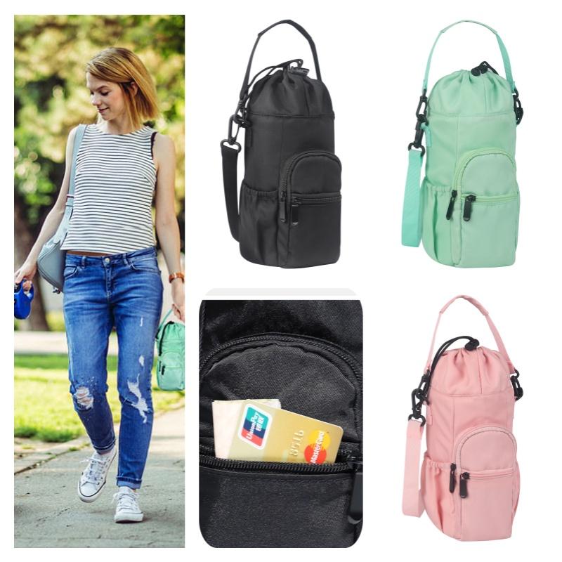 Oxford Water Bottle Sling Bag Durable And Stylish Water Bottle Carrier For Walking And Hiking Black