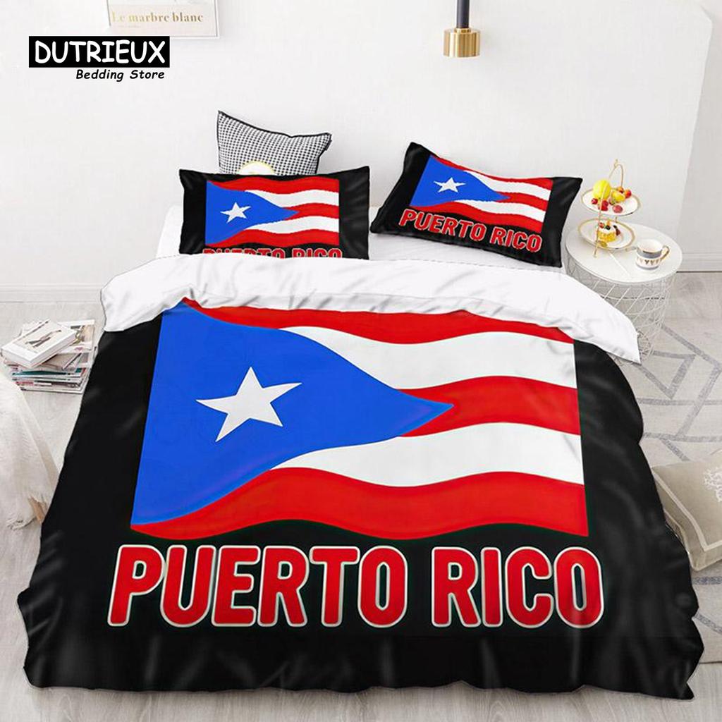 Puerto Rico National Flag Duvet Cover Set Twin Full King Size Gay Rainbow Bedding Set Microfiber Star Love Heart Comforter Cover
