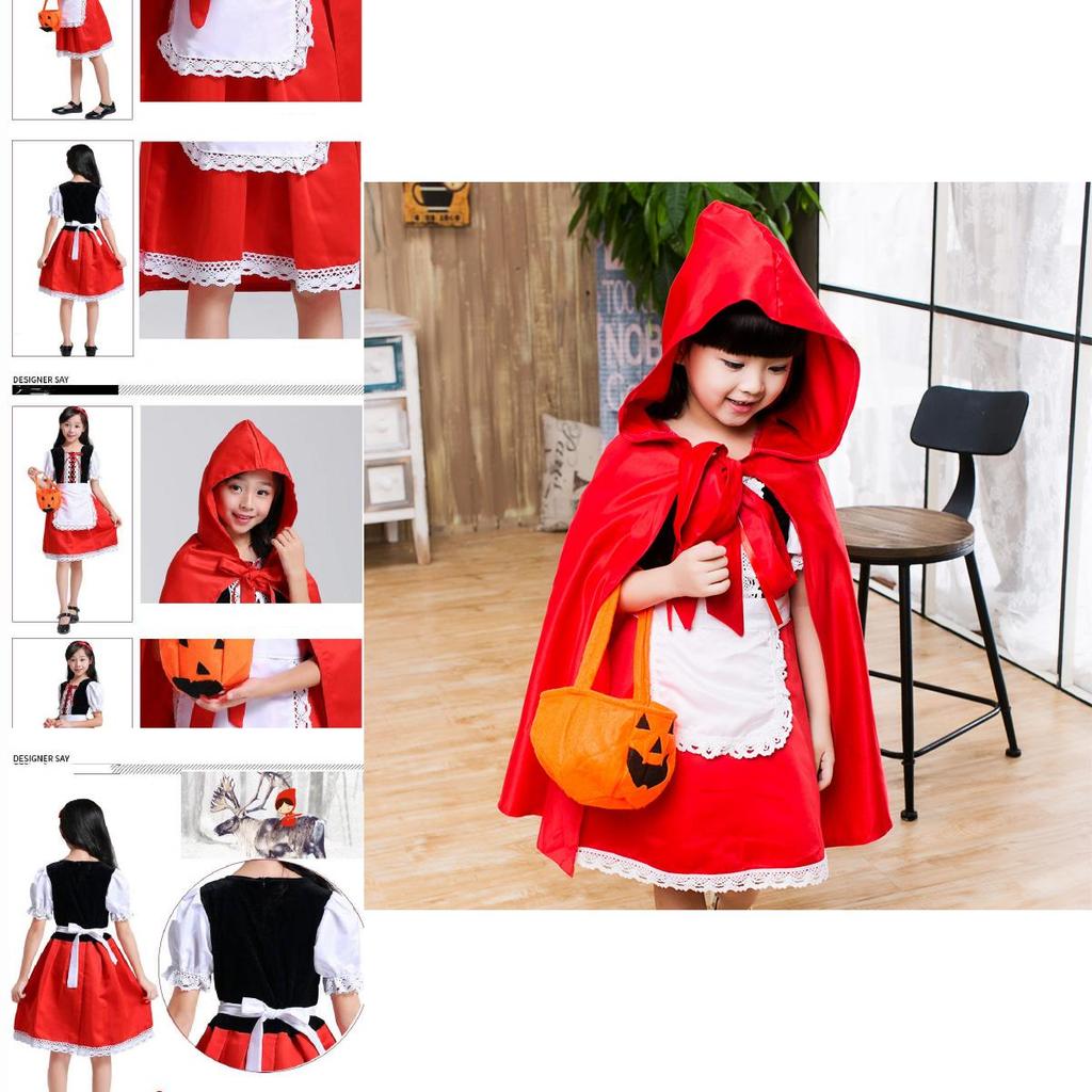 Little Red Riding Hood Princess Dress Halloween Fairy Tale Costume For Children