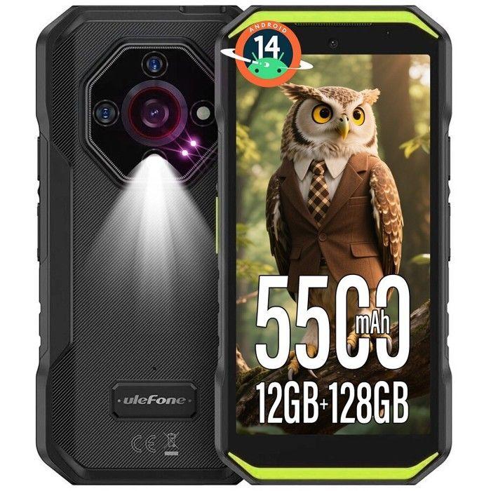 Telephone Portable Incassable Ulefone Armor X32 16Go+128Go 5.65'' Corning Glas Smartphone Robuste Android 14 Dural SIM/NFC Vert