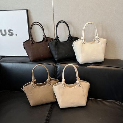 Hand-held Textured Bucket Bag Women's Summer Fashion Simple Casual Shoulder Bag New Trendy Women's Bag