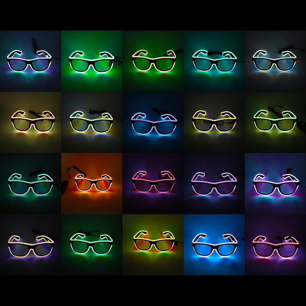 LED-Brille 20 Farben Optional Leuchtend El-Draht Neon Rave-Brille Funkelnd Leuchtend Party Club Feiertag Bar Dekorative Brille