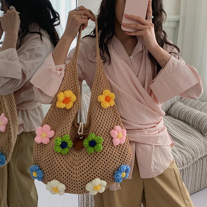 Nuova Borsa a Spalla Floreale alla Moda per Donna Stile Campagnolo Casual da Donna Grande Capacità Borsa da Viaggio Shopper