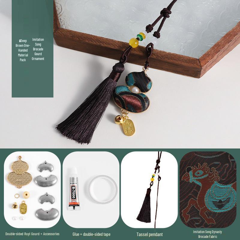 Handmade DIY Car Pendant Kit: Brocade Gourd Hanging Ornament Souvenir