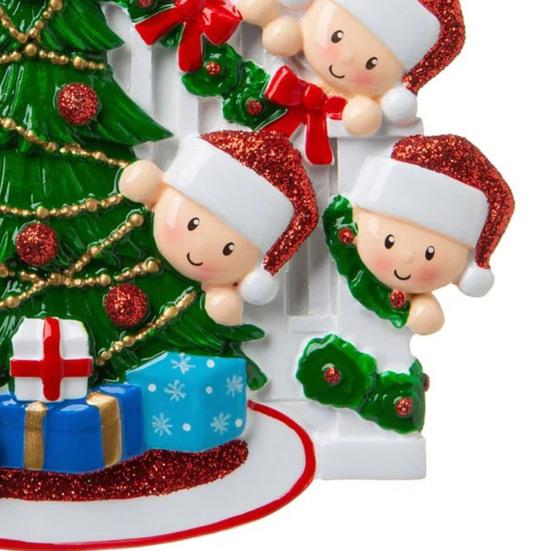 Custom Family Christmas Ornaments with Name Peeking Family of 2/3/4/5/6 Christmas Tree Ornament Holiday Gift for Family Friend