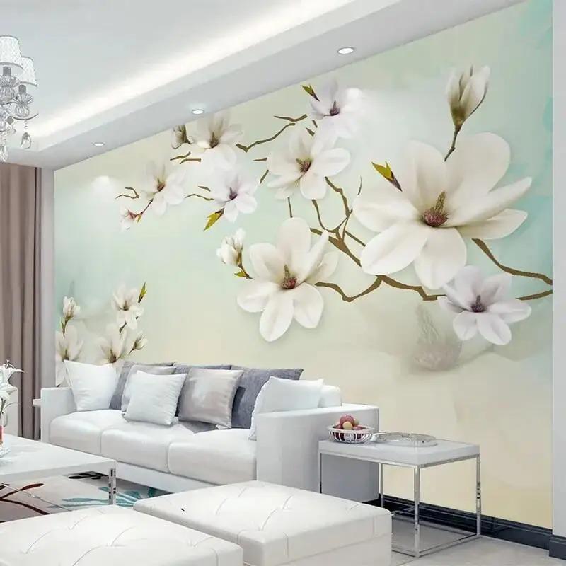 Benutzerdefinierte Wandbild Tapete Moderne Einfache 3D Blume Wandmalerei Wohnzimmer TV Sofa Schlafzimmer Wohnkultur Hintergrund Papel De Parede 3 D