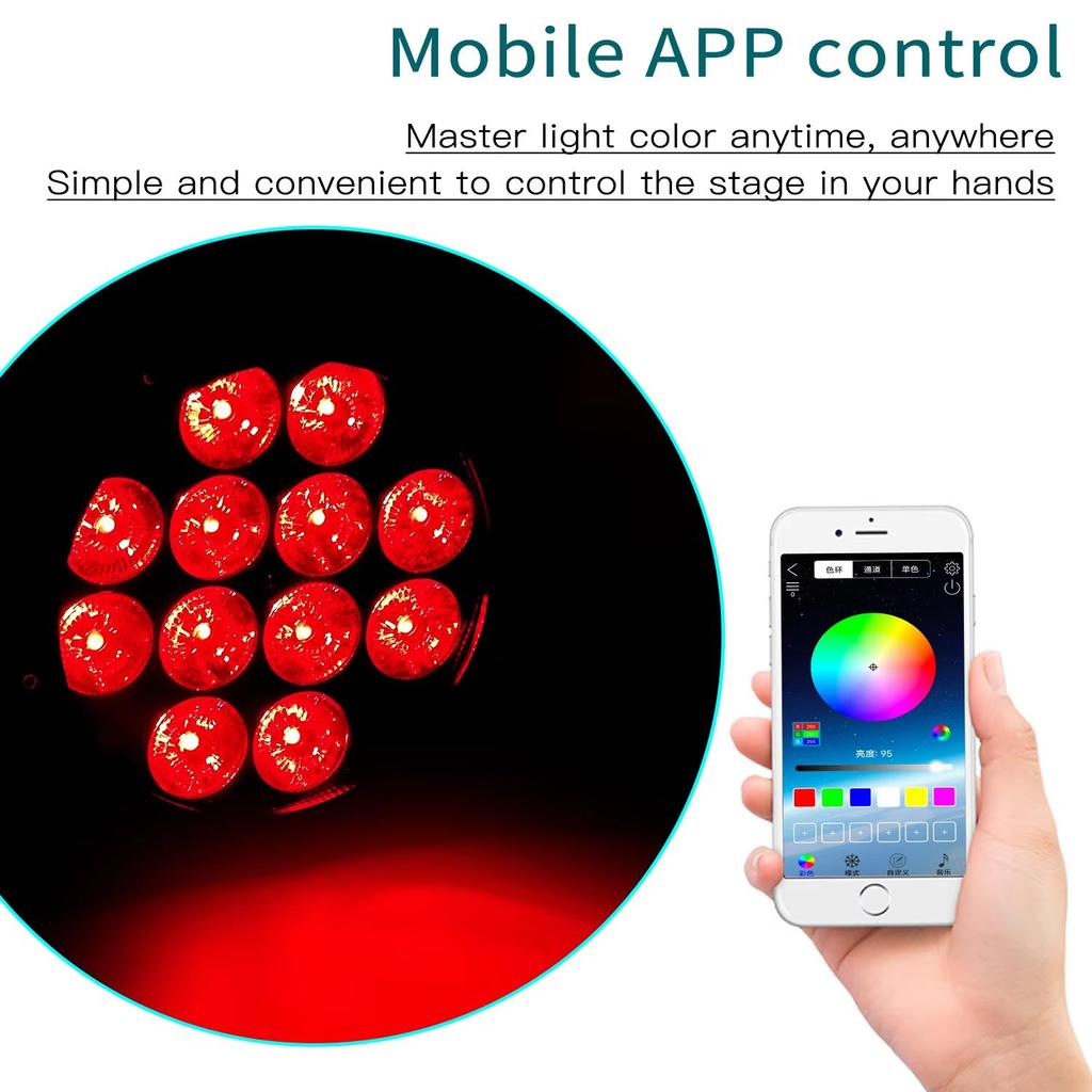 12x18w Battery Light 6in1 Battery LED Flat Par Wireless DMX Remote Control Lights For Outdoors Home Party Disco Wedding Show