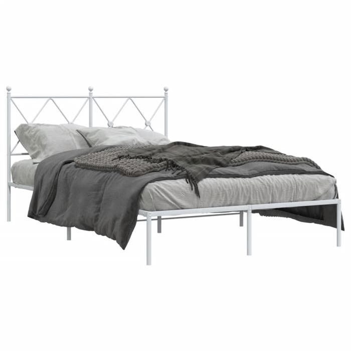 VidaXL Cadre de lit métal sans matelas et tête de lit blanc 120x190 cm 376548