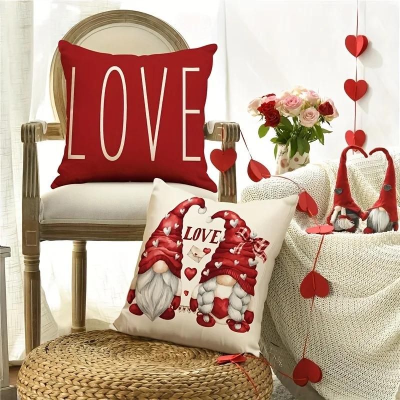 Valentine'S Day Decoration Pillowcase Dwarf Love Xoxo Pattern Design Is Suitable For Home Room Sofa Cushion Cover Lover Gift Sho