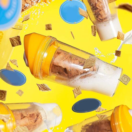 Portable Cereal Cup Plastic Milk And Cereal Travel Cup To-go Cereal Container No Spoon or Bowl Needed for Kids Adults Breakfast On The Go