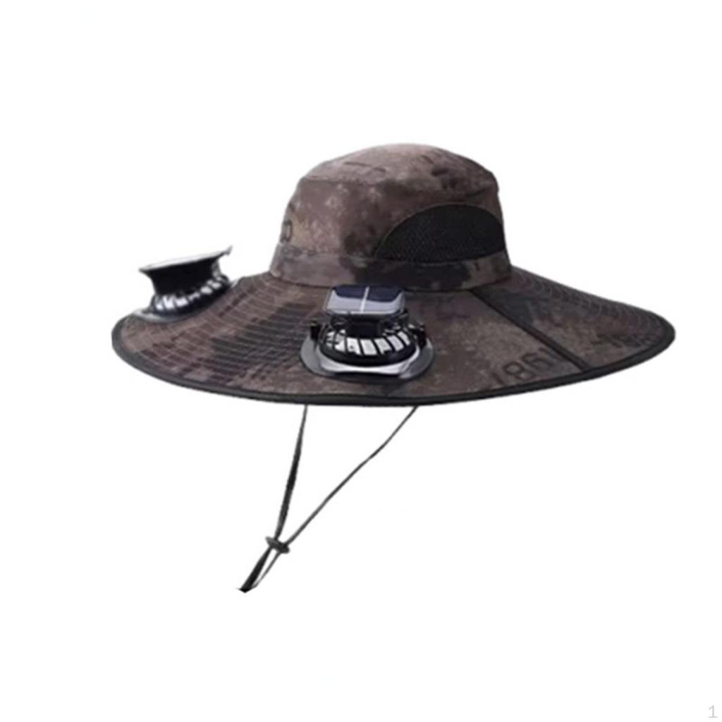Sun Hat with Fan Breathable Solar Adjustable for Gardeners, Anglers, Gardening, Fishing,