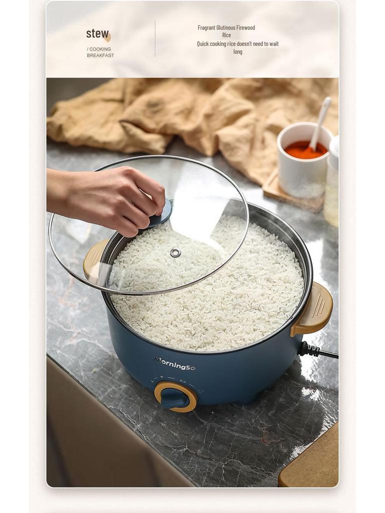 Multifunctional Electric Cooking Pot: All-in-One Hot Pot, Noodle Cooker, Stir-Fry and Frying Pan for Dorms and Small Homes