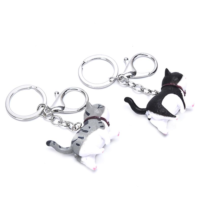 Self Healing Warm Series Japanese Cat Keyring Round Rolling Simple Cat Handmade Mountaineering Ring Keychain