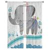 Elephant Big Stupid Bird Heart Gray Blue Curtains Living Room Bedroom Decoration Window Voiles Morning Tulle Curtain Sheer Polyester Sitting Decor