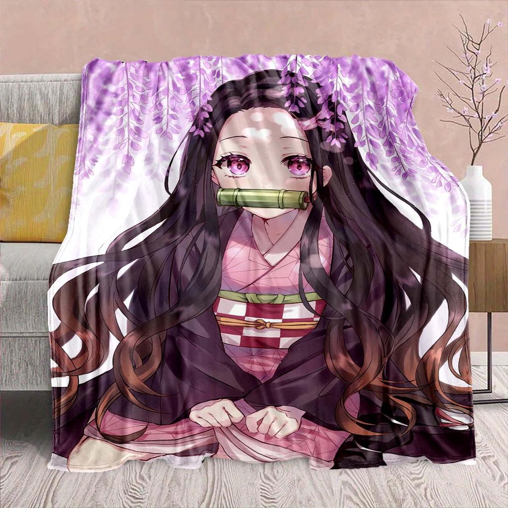 Demon Slayer Anime Flanelldecke - Weich Warm Perfekt für Sofa, Bettwäsche Camping Reise Büro Heimdekor -QJY