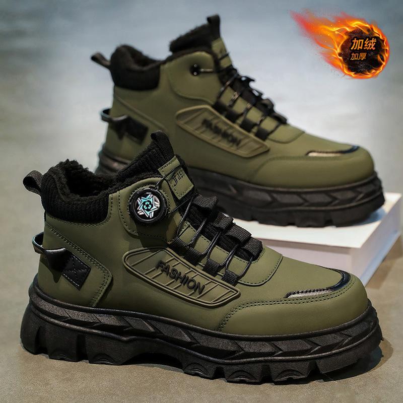Winter single cotton Martin shoes rotating button lightweight velvet cotton shoes trendy sneakers