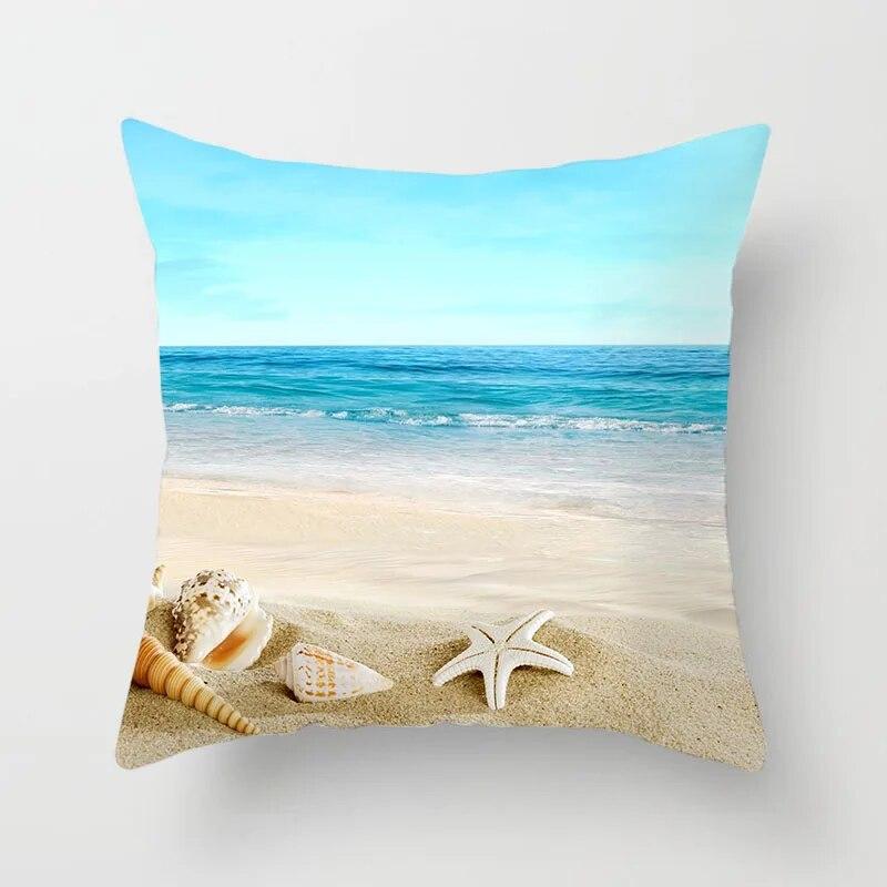 Beach Landscape Natural Scenery Printed Throw Pillow Cover Sofa Decoration Car Office Seat Cushion  Home Decor