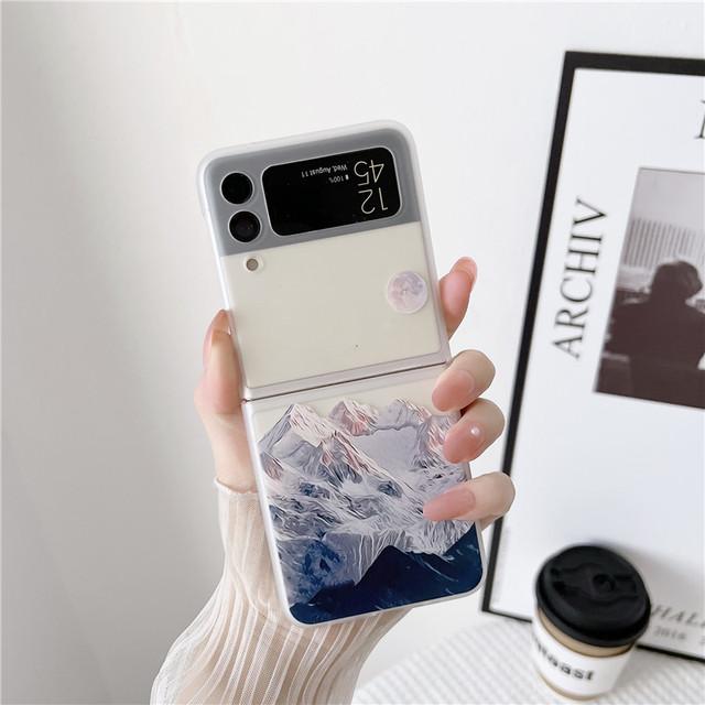 

Чехол для телефона с рисунком снежной горы, вулкана, красочных облаков, луны для Samsung Galaxy Z Flip 3, 5g, задняя крышка For Samsung Z Flip 3