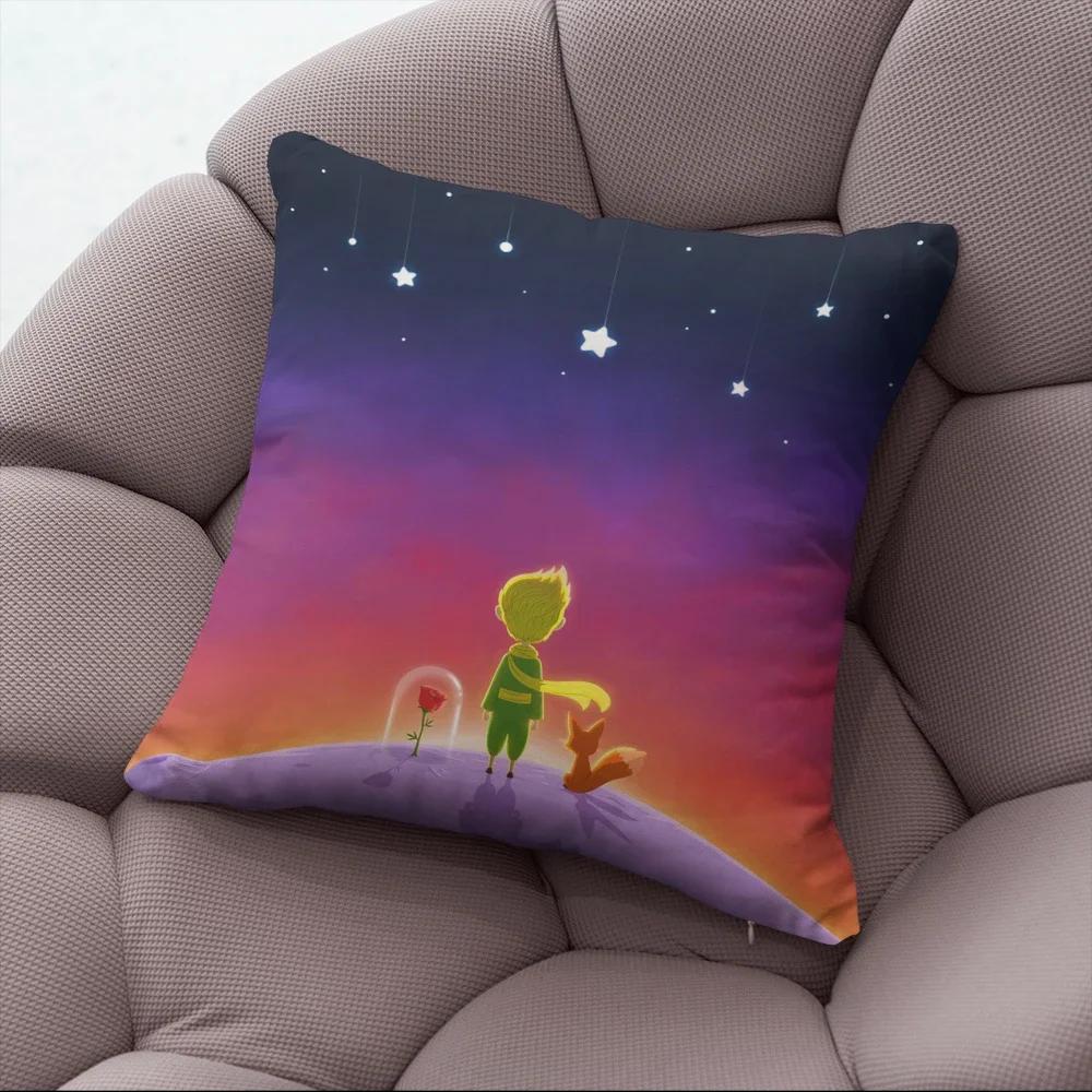 X Short Plush Little Prince Print Cartoon Pillowcase Bedroom Sofa Chair Car Waist Pillow Cover Home Party Cushion Cover