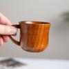 Solid Wood Water Cup Household Mug Simple Milk Cup Handle Retro Coffee Cup Breakfast Tea Cup