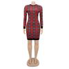 H208 European Spring/Autumn Women's Long Sleeve Irregular Print Dress