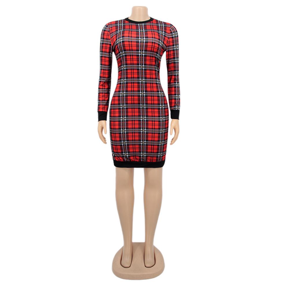 H208 European Spring/Autumn Women's Long Sleeve Irregular Print Dress