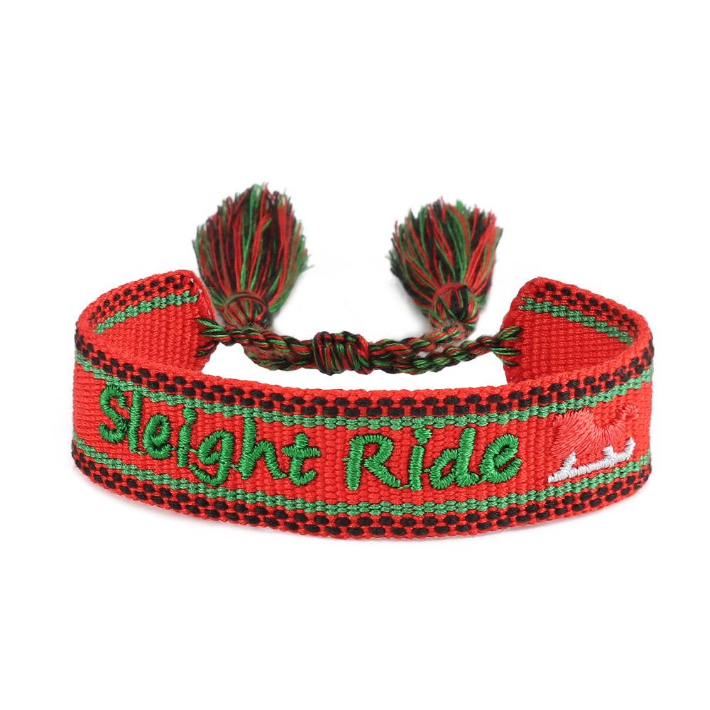 

In-Stock Exquisite Christmas Bracelet: Embroidered Tassel, Snowflake, Bell, Star, Stocking, Bow Woven Jewelry